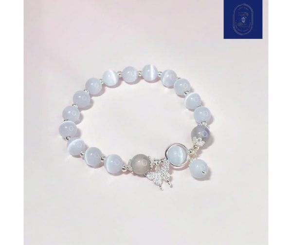 Vòng tay đá năng lượng mắt mèo mix moonstone thu hút sức khỏe, may mắn